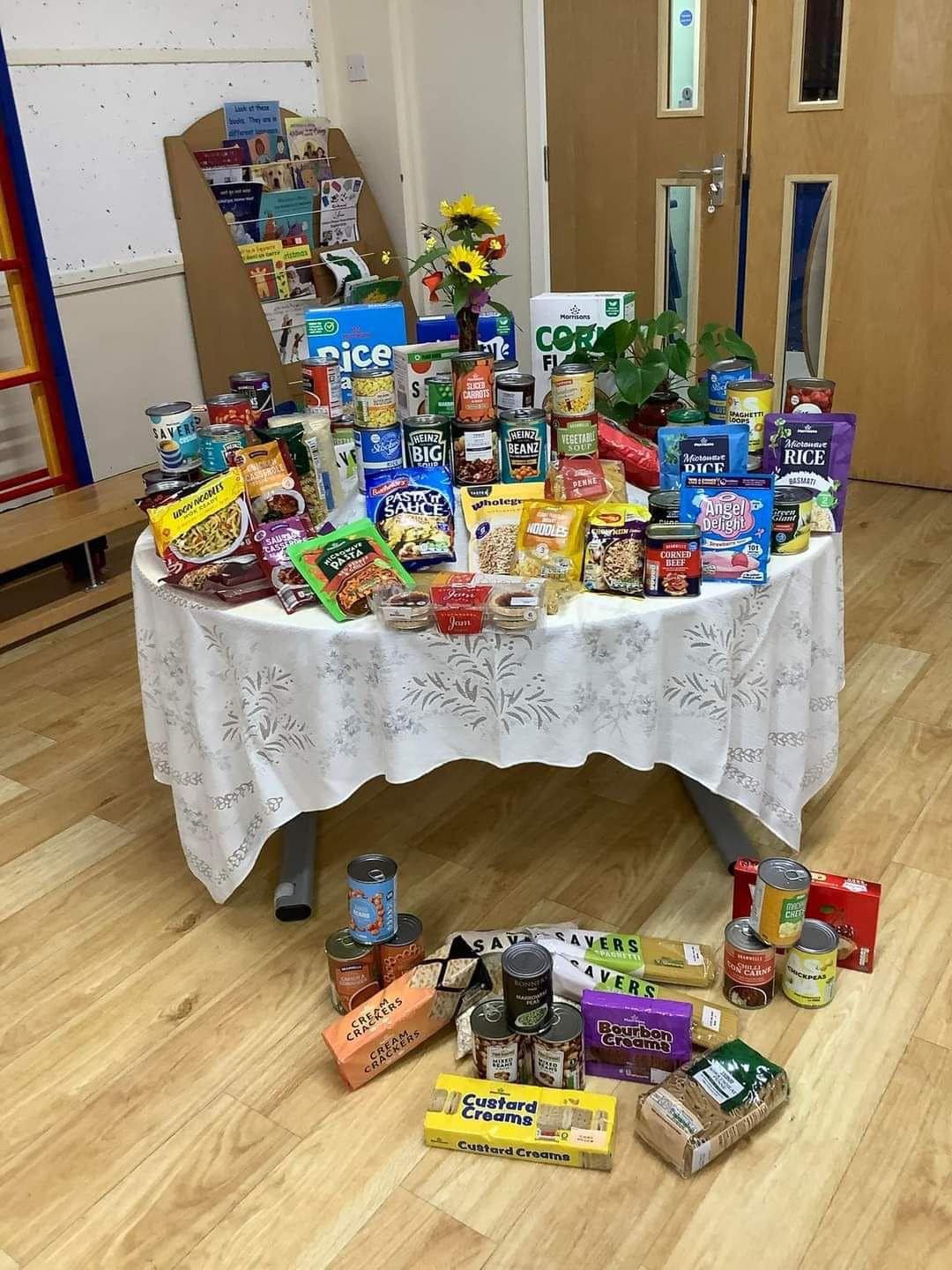 A collection of donted food items.